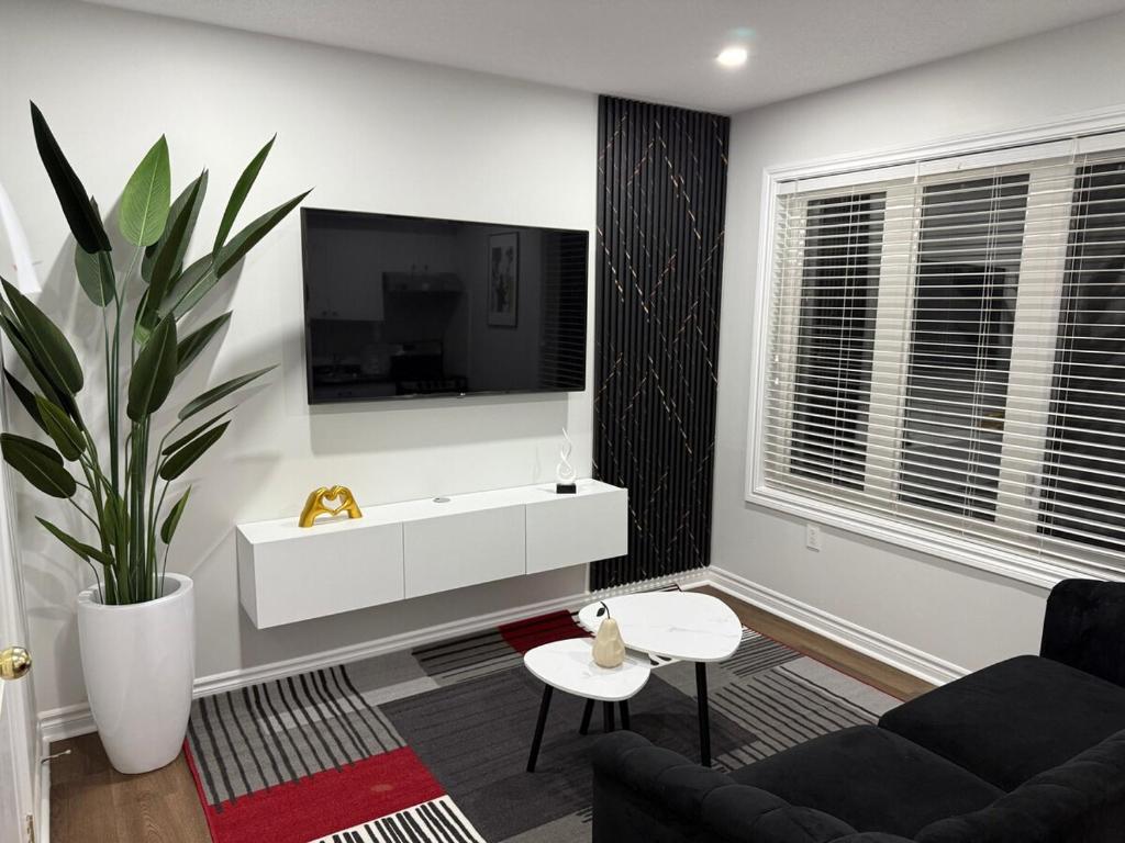 TV a/nebo společenská místnost v ubytování Cozy Private Suite Two Level Apartment