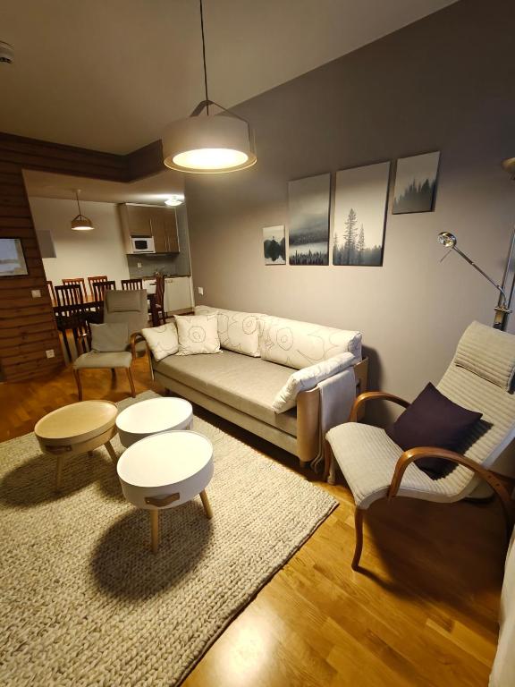 Χώρος καθιστικού στο Ylläs Chalet 3502 included bed linen and sheets