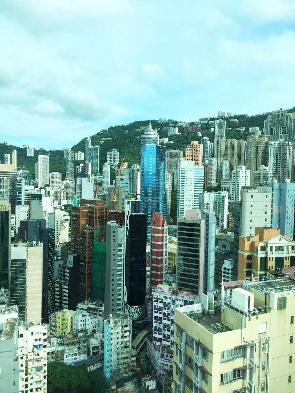 Vista generica su Hong Kong o vista sulla città dall'interno dell'hotel