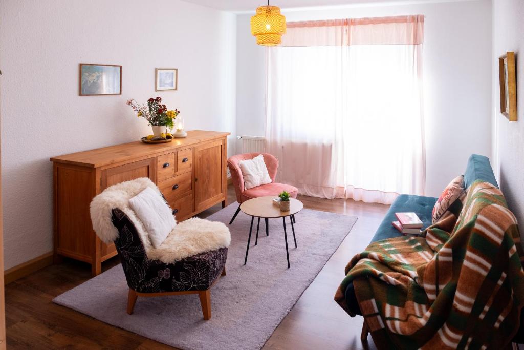 Posezení v ubytování Blick auf die Sachsenhöhe