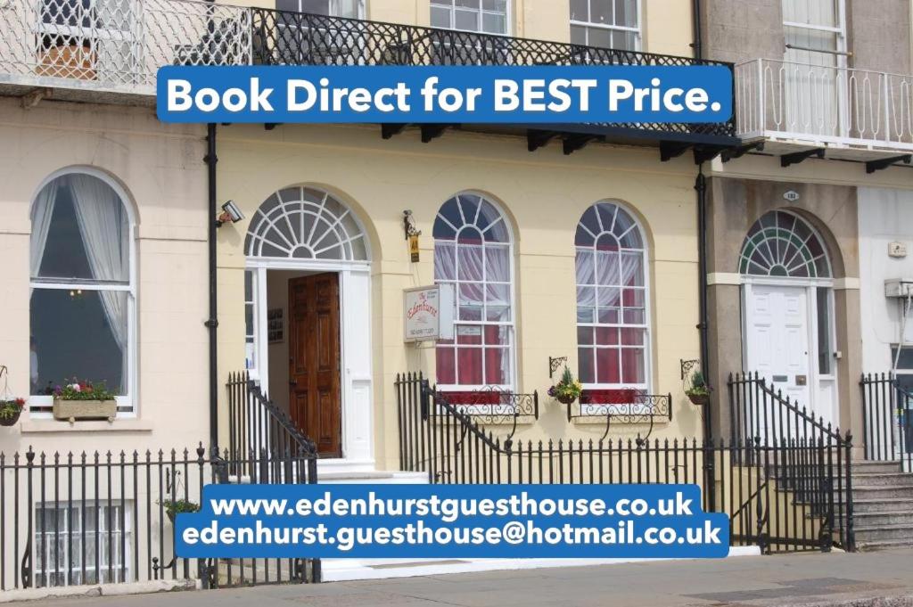 Un cartel en un edificio que dice "Libro directo al mejor precio" en The Edenhurst Guesthouse, en Weymouth