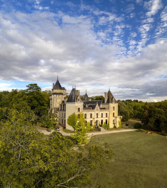 an old castle with a grassy field in front of it at Château de Ternay in Ternay
