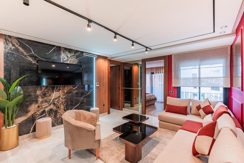 Posezení v ubytování Luxury Suite des Princesses