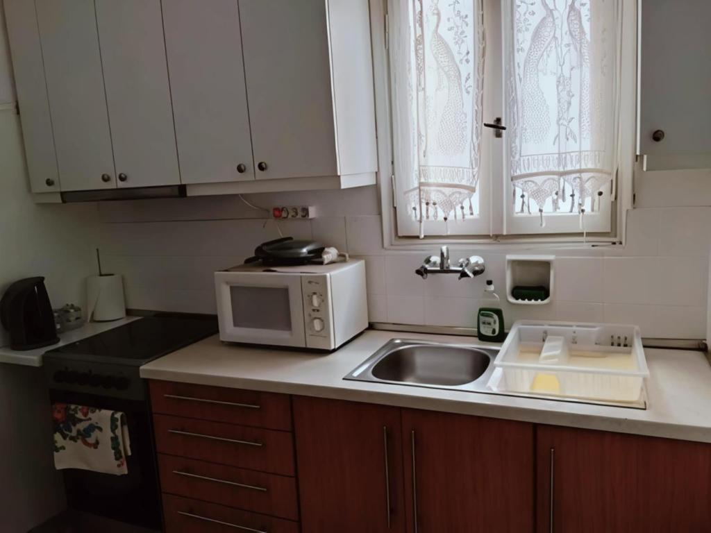 Una cocina o kitchenette en BLUE HORIZON near the sea apartment