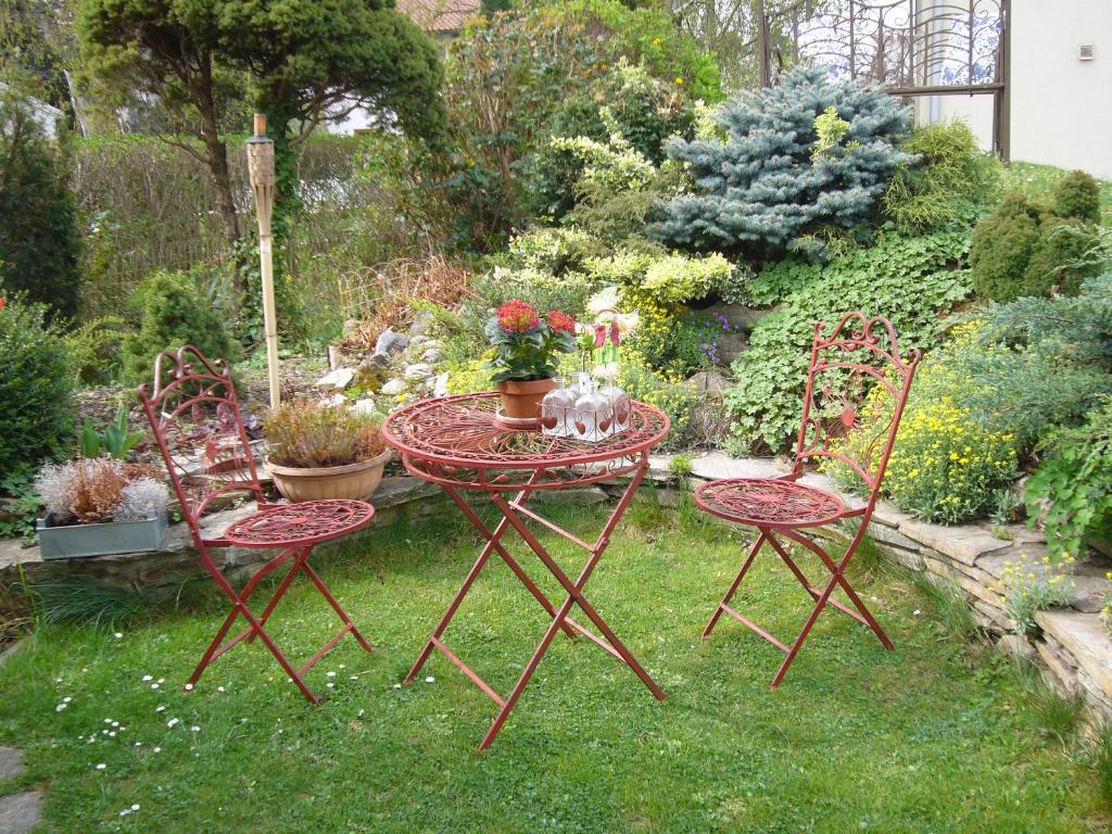 A garden outside Appartements-Ella