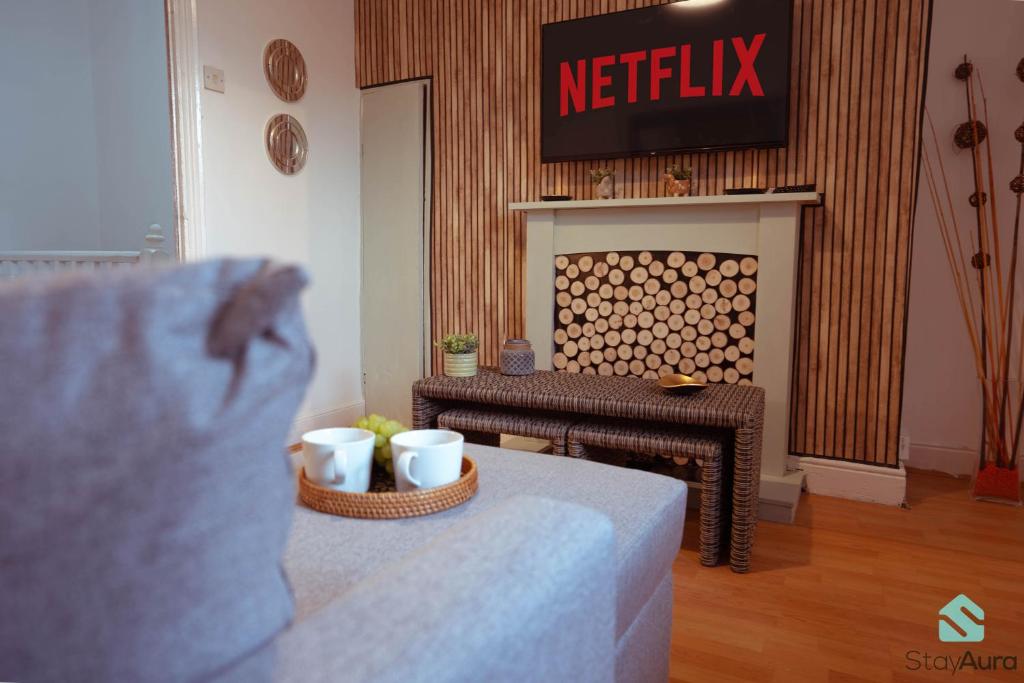 Et opholdsområde på Beautiful 3 Bed in Gateshead - Free Parking & Sleeps 9