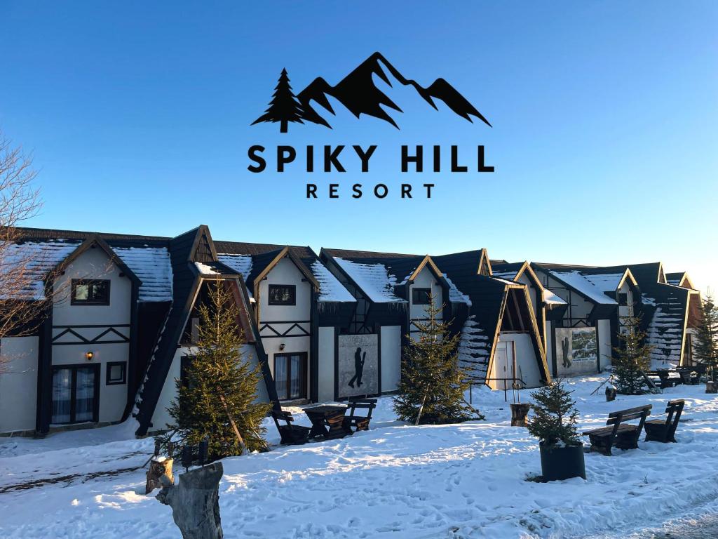 a resort in the snow with the words spiny hill resort at Spiky hill resort in Kopaonik
