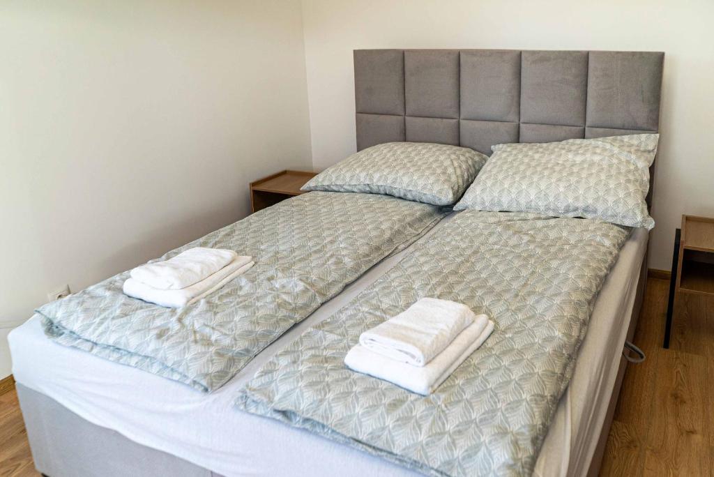 Ένα ή περισσότερα κρεβάτια σε δωμάτιο στο Apartamenty Nad Wiarem