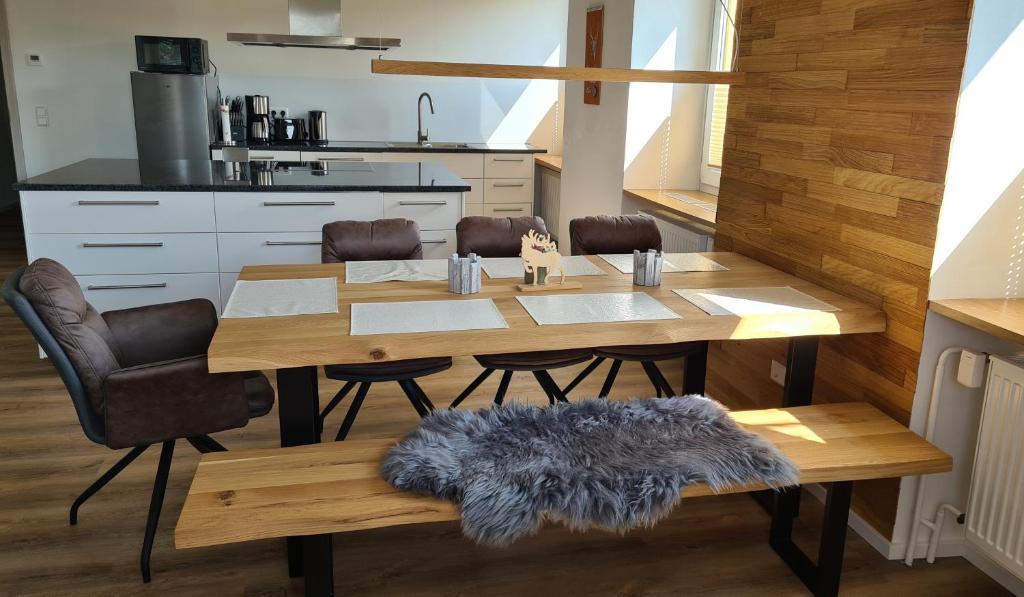 Kuchyň nebo kuchyňský kout v ubytování Ferienwohnungen Hirschen