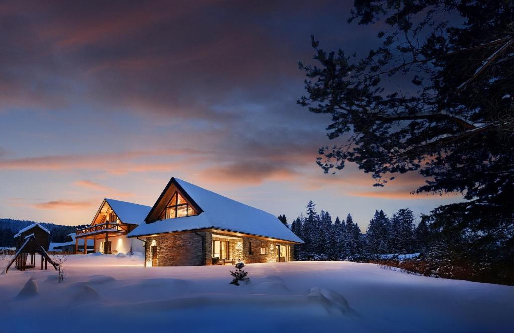 Chalet Mountain Rock - Luxury Retreat at Chalets Kvačianska Dolina v zimě