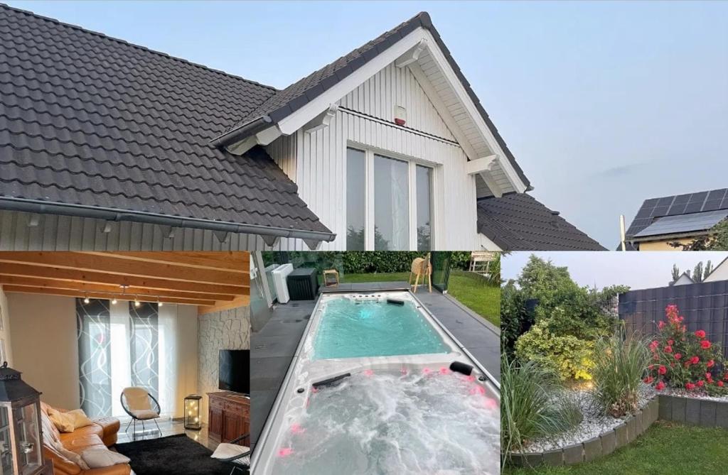 a house with a swimming pool in the yard at Wellness-Villa-Eifel 3 Schlafzimmer in Mechernich