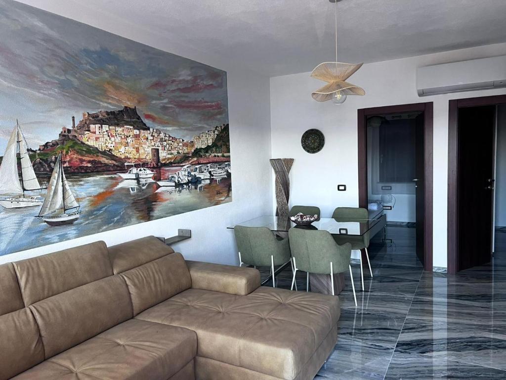 Χώρος καθιστικού στο Anto's House 2 bedroom Gulf View home with Jacuzzi