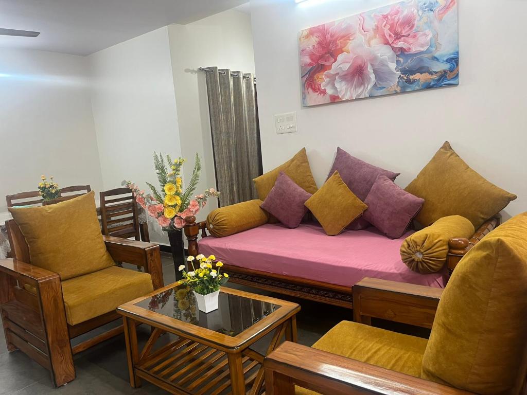 Et opholdsområde på 2 BHK Apartment Gachibowli #302