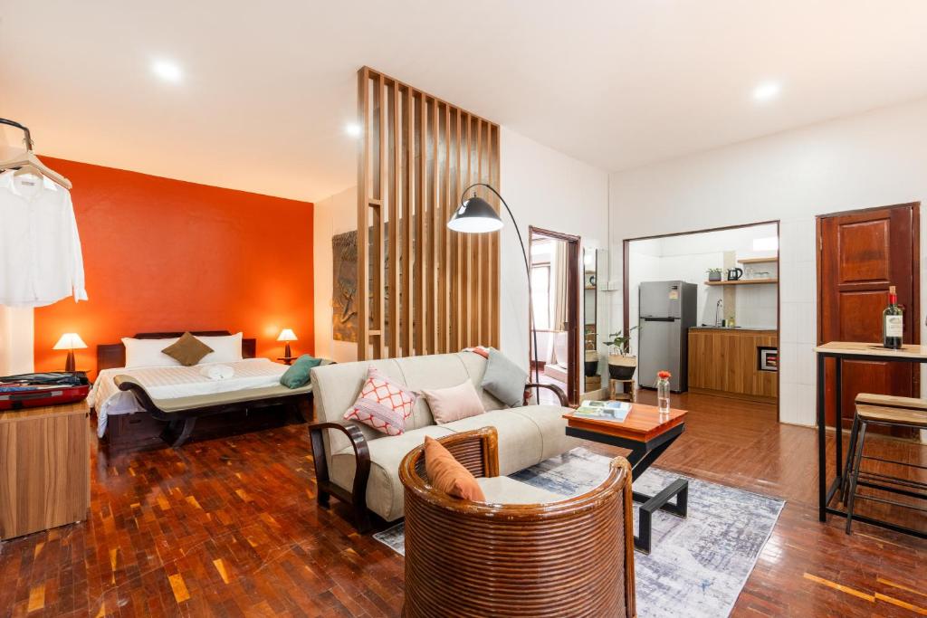 Posezení v ubytování BlueHome 202