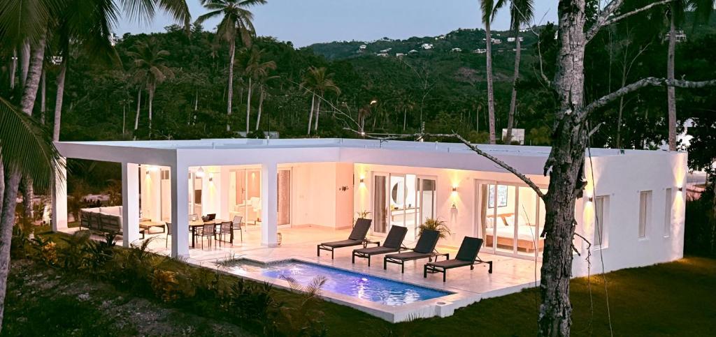 une maison avec une piscine devant dans l'établissement Charming Villa GUGI in Playa Coson, à Las Terrenas