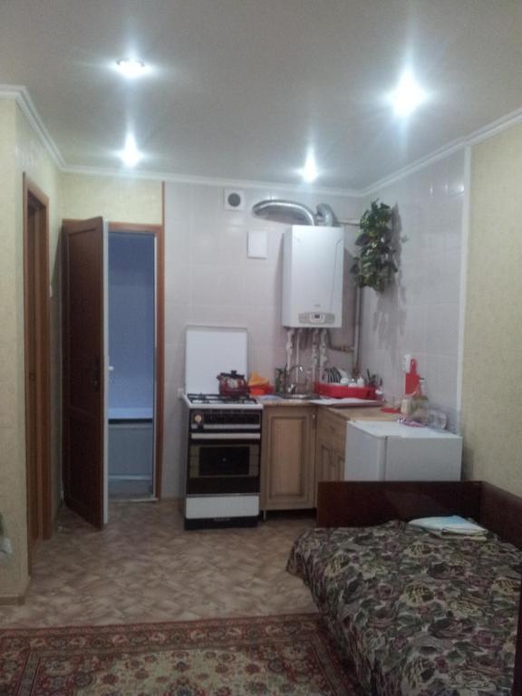 a small kitchen with a bed in a room at Квартира on Vlasova 23 in Pyatigorsk