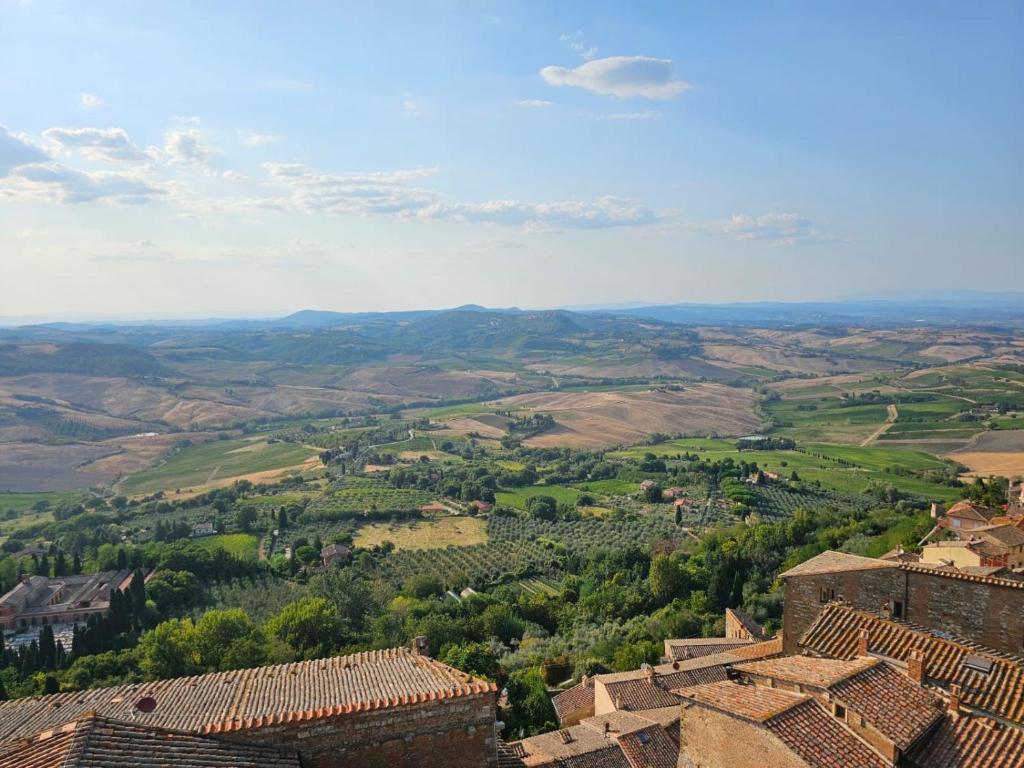 an aerial view of a village in the hills at LA COLLINA DEI SAPORI Montepulciano in Montepulciano