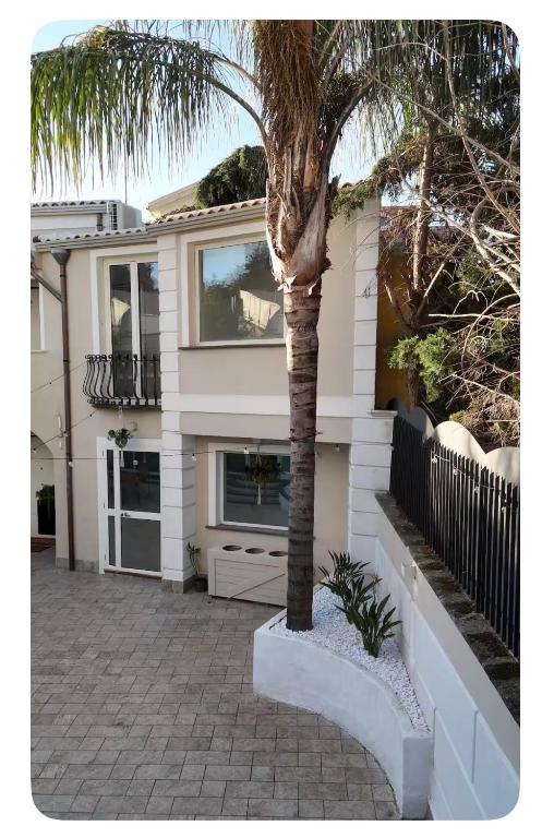 a palm tree in front of a house at Borgo Vesuviano in San Sebastiano al Vesuvio