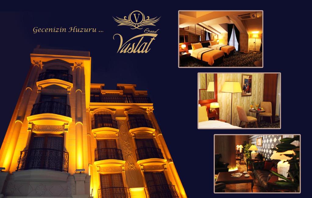 a collage of three pictures of a hotel at Grand Vuslat in Trabzon