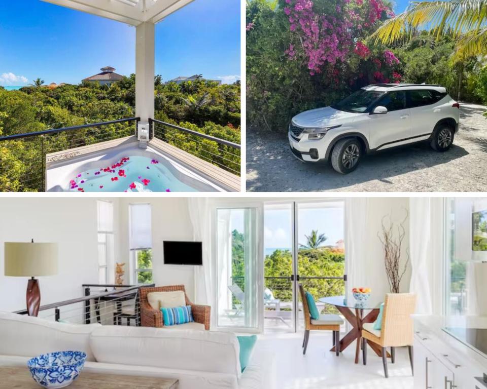 ein Haus mit Pool und Auto darin in der Unterkunft Wyakha 2 Ocean View in Long Bay Hills