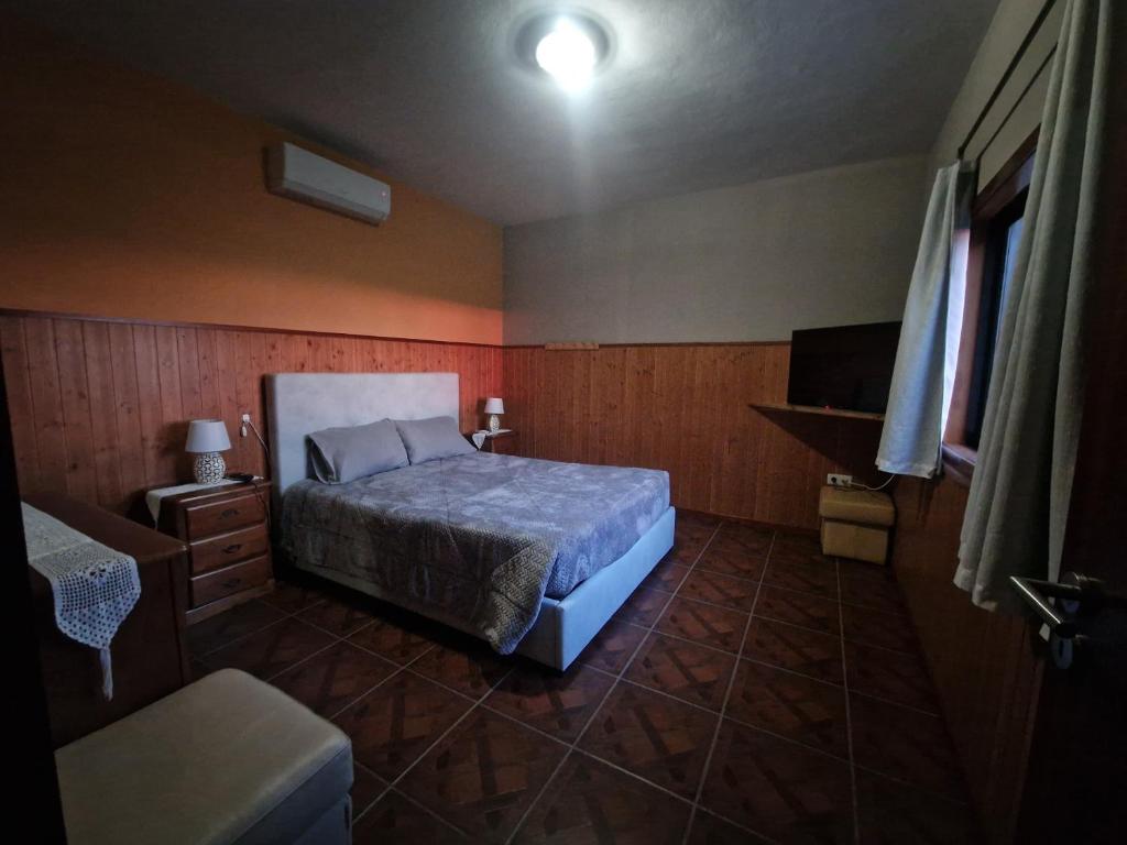a bedroom with a bed and a television in it at Quinta do silva in Celorico de Basto