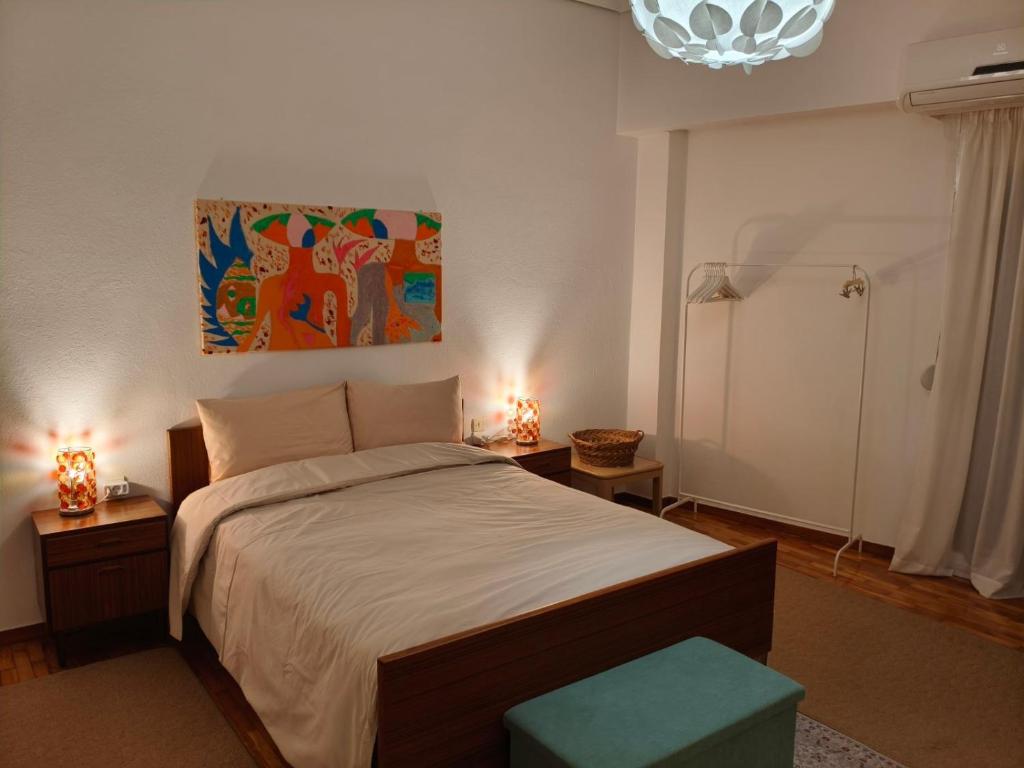 Ένα ή περισσότερα κρεβάτια σε δωμάτιο στο Mylos House