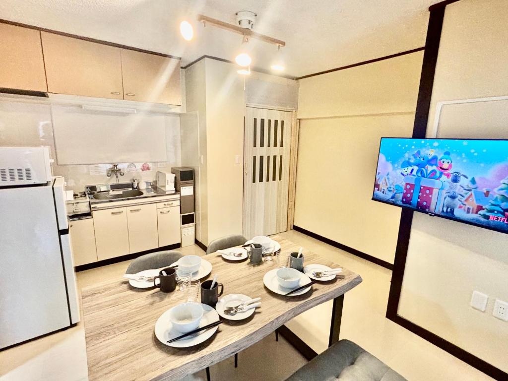 Kuchyň nebo kuchyňský kout v ubytování Base203