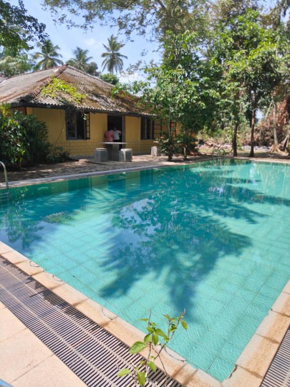 a swimming pool in front of a house at Diklande Estate Bungalow in Negombo