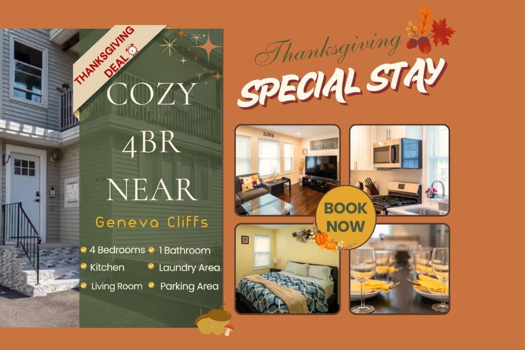 eine Collage aus Bildern eines Hauses in der Unterkunft 30-1 - 4BR Boston - Cozy Apt near Geneva Cliffs in Boston