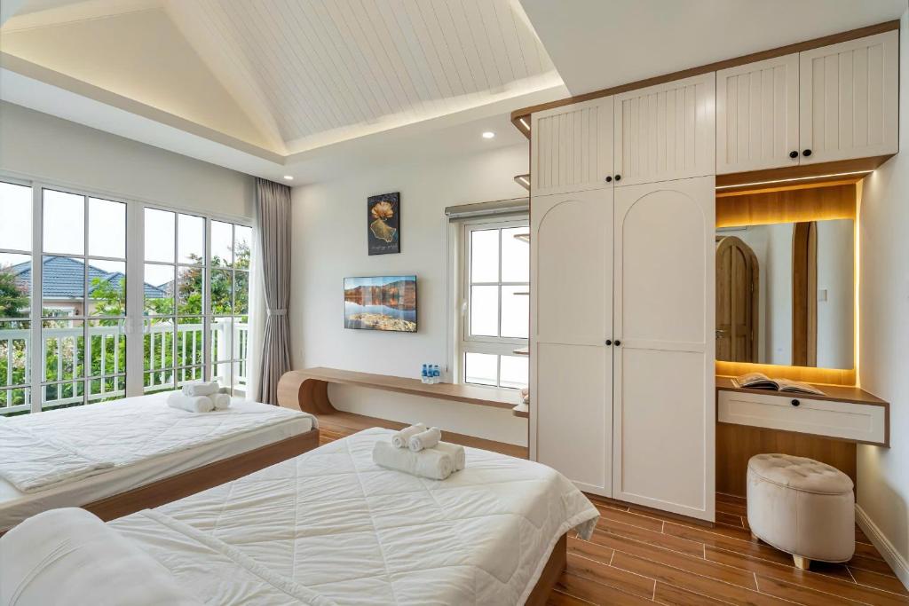 Postel nebo postele na pokoji v ubytování vila babi