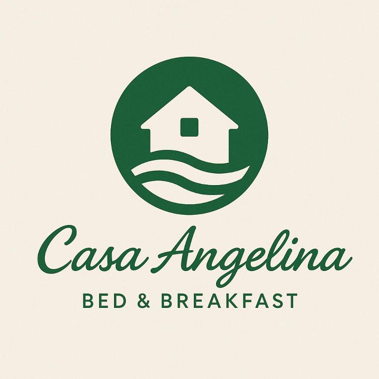 a logo for a bed and breakfast with a house in a green circle at Casa Angelina in Mirto