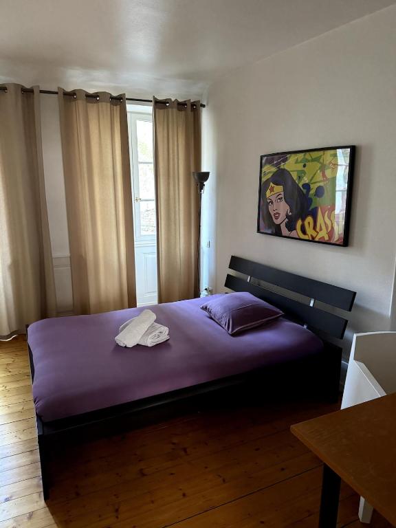 En eller flere senge i et værelse på Large appartment centre, cathedrale, marché noel