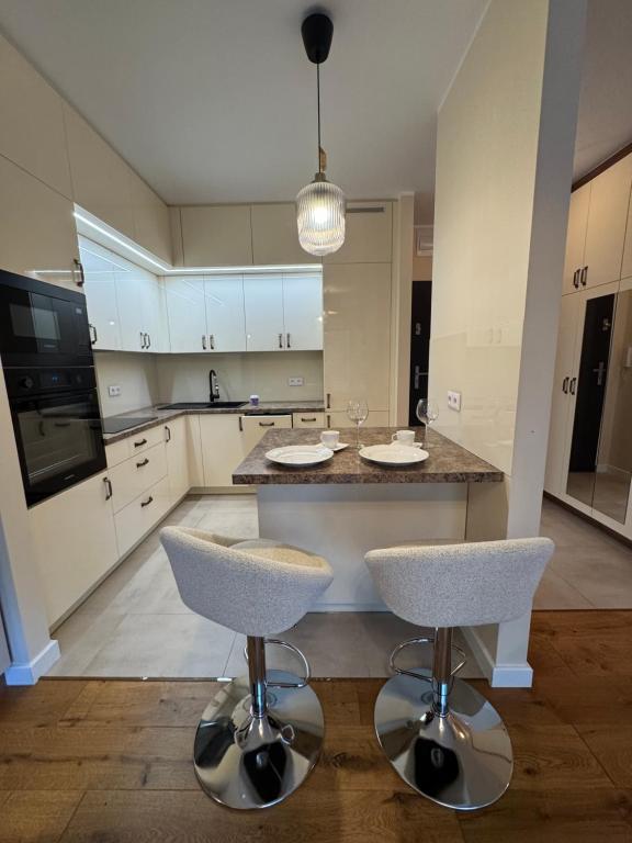 Kuchyň nebo kuchyňský kout v ubytování Apartament Zębcowska