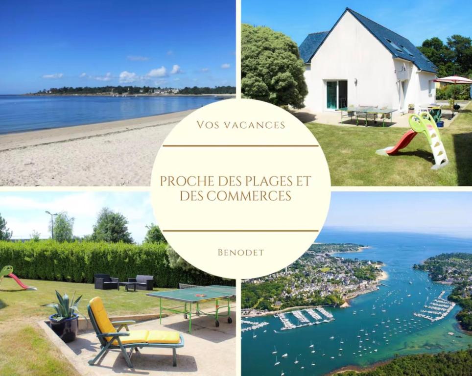 a collage of photos of a house and a lake at Ty Bénodet - Maison de vacances in Bénodet