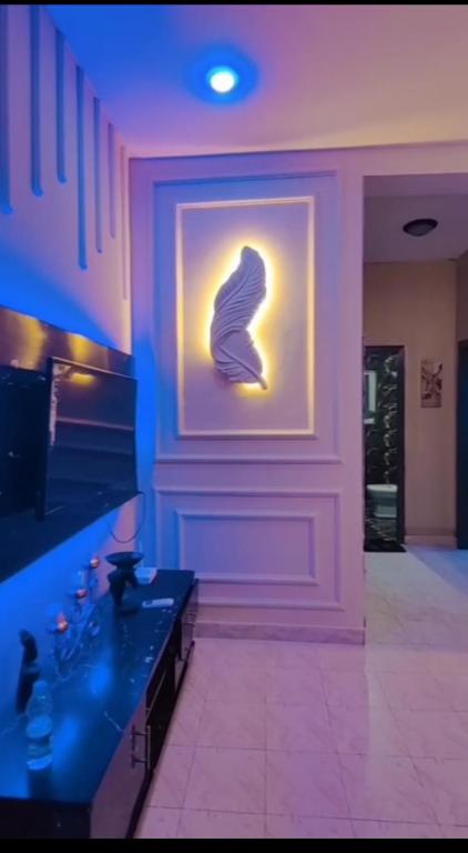 a room with a picture of a wing on the wall at Cozy Villa's in Rawalpindi