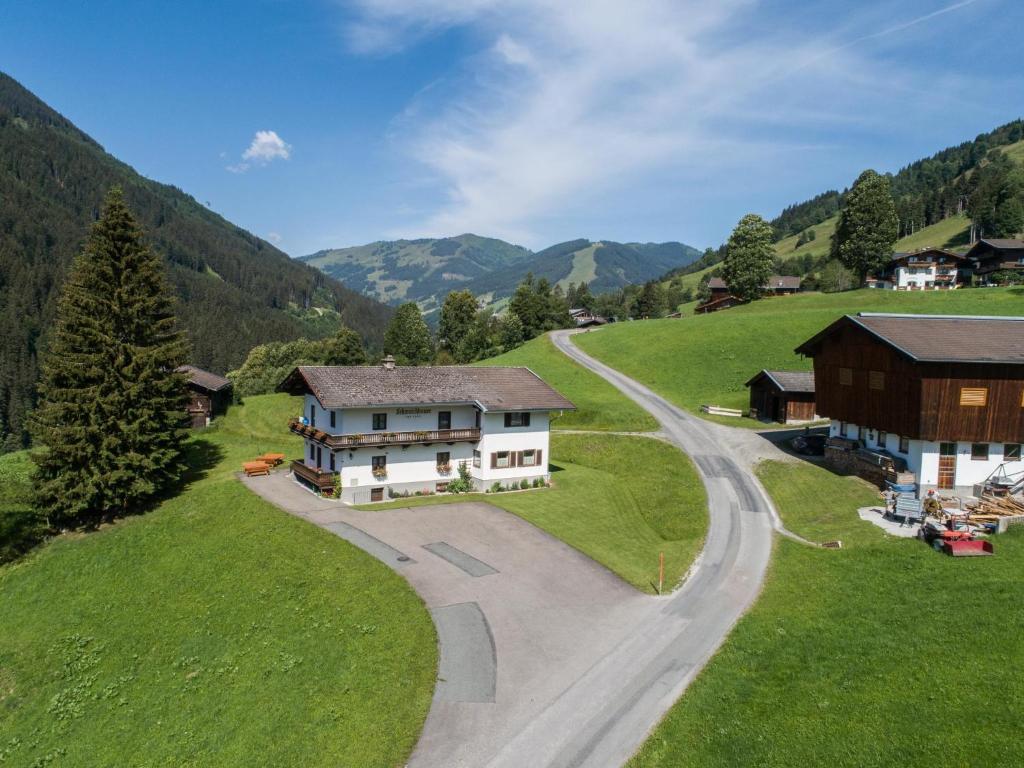 a house on a hill next to a road at Schwoichbauer II in Saalbach-Hinterglemm