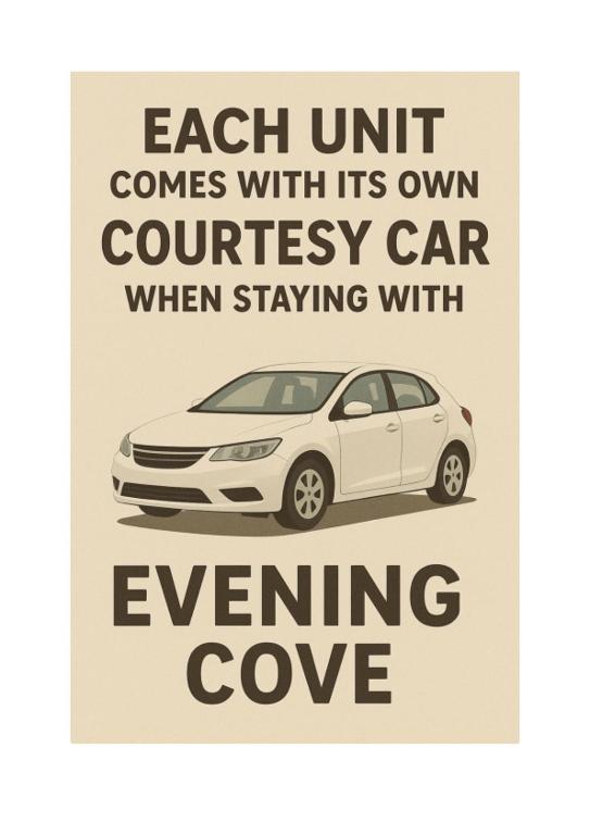 a sign that says each unit comes with its own cruiser car at Evening Cove in Half-moon Bay