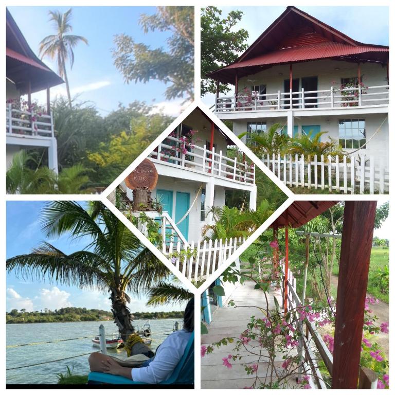 a collage of photos of a house and the water at Apart Cabaña KTIK in San Bernardo del Viento