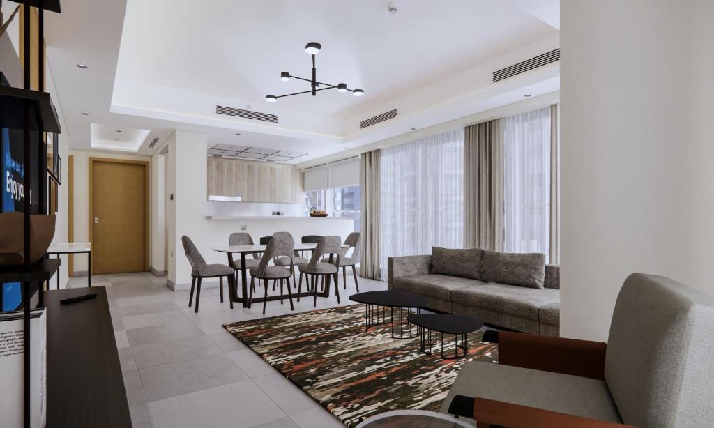 Posezení v ubytování Marriott Executive Apartments Jumeirah Lakes Towers, Dubai
