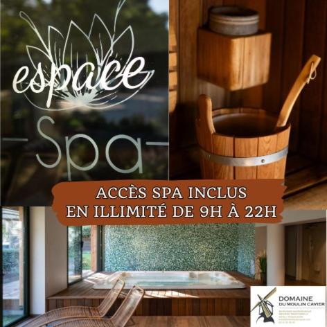 a flyer for a spanish restaurant with a rocking chair at Logis Hôtel Domaine du Moulin Cavier - Restaurants & Spa in Avrillé