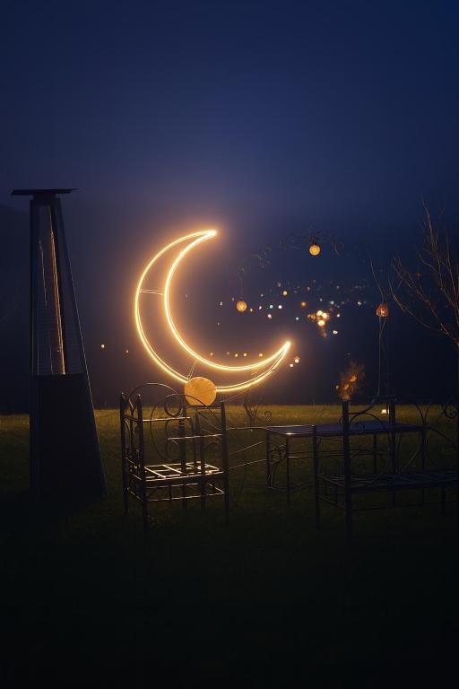 a lit up crescentrescentresentresent at Dušanovac in Raška