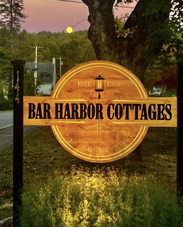a sign that reads bar harbor coffees at Bar Harbor Cottages & Suites in Bar Harbor