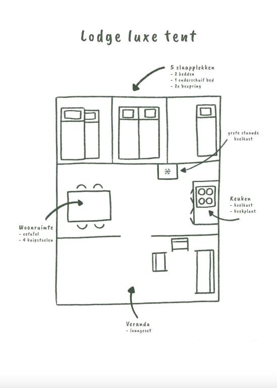 a schematic diagram of a house at Camping Begur - Luxe Lodge in Begur
