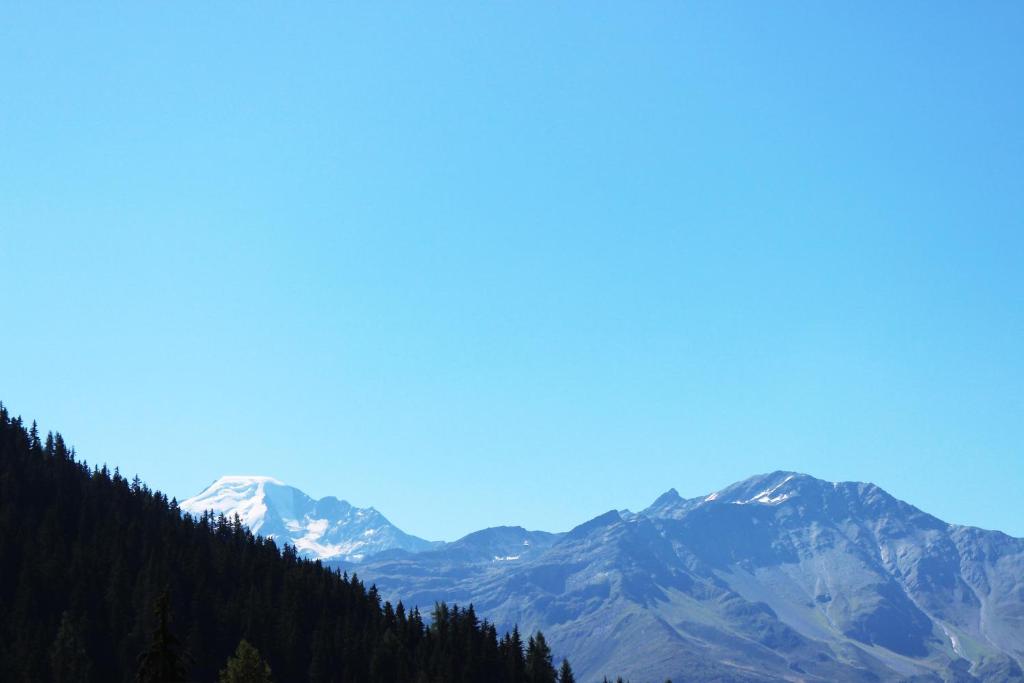 a view of a mountain range with snow capped mountains at Hotel Les Chamois in Verbier