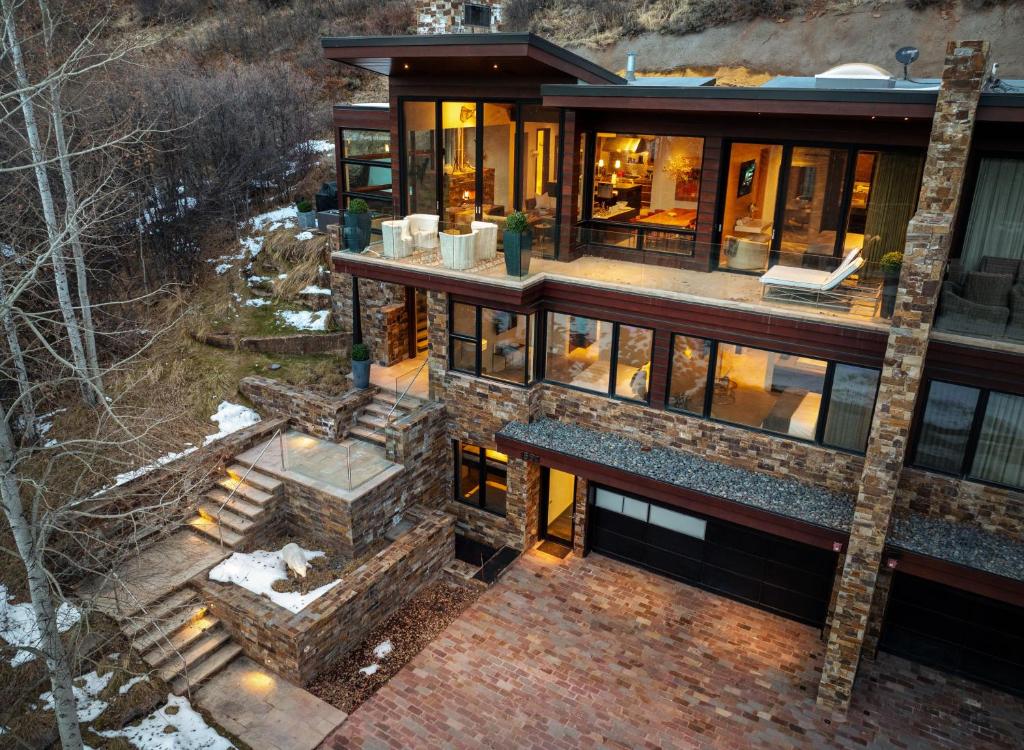 an aerial view of a house at Aspen Silverado in Aspen Valley Hospital Heliport