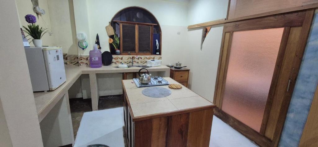 a kitchen with a sink and a counter top at Cozy Hosting Galapagos in Puerto Ayora