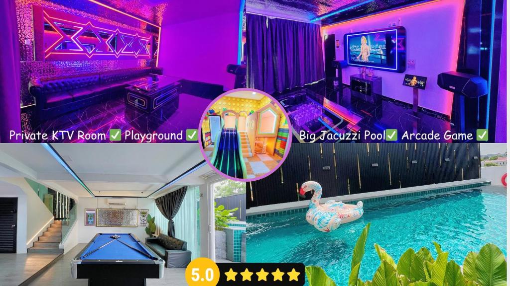Bassein majutusasutuses Dato Villa Luxury Homestay 12min to Jonker Street 26pax Private Pool Playground KTV BBQ või selle lähedal