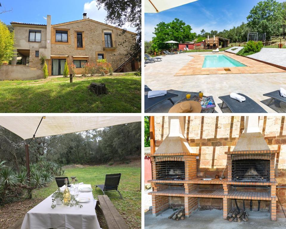 un groupe de quatre photos d'une maison avec une cheminée dans l'établissement MAS TARRÈS, à Madremanya
