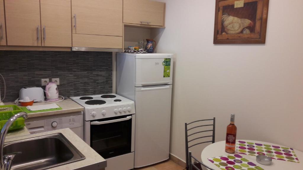 A kitchen or kitchenette at Foivos Seaside Apartments