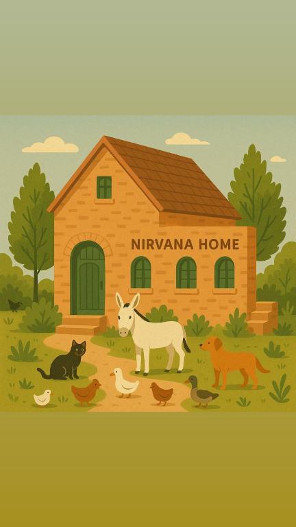 a illustration of animals in front of a house at Nirvana Home in Siwa